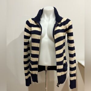 TNA Navy and Cream Striped Cardigan